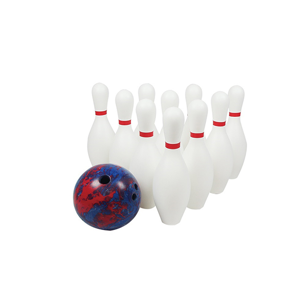 Giant 10-Pin Plastic Bowling Set with 5 Rubber Ball (Fillable Pins: Sand-Fill) – Kids, School PE & Indoor / Outdoor Game
